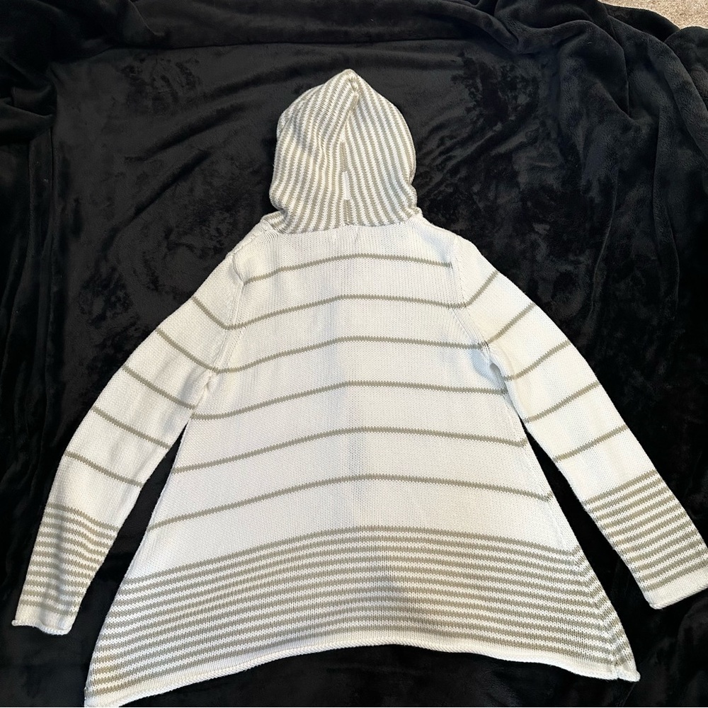 Pure Handknit Striped Button Front Hoodie Cardigan Sweater Women’s S/M - Picture 10 of 13
